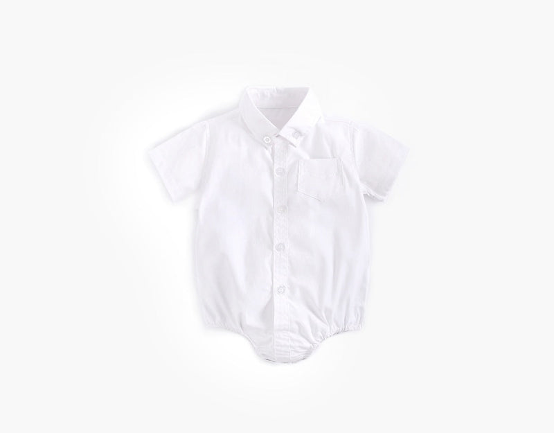 Baby Boy Solid Color Buttoned Shirt With Pockets Short Sleeve Onesies Online In Summer, MyKids-USA®, Baby One-Pieces, MyKids-USA - - - - - - -