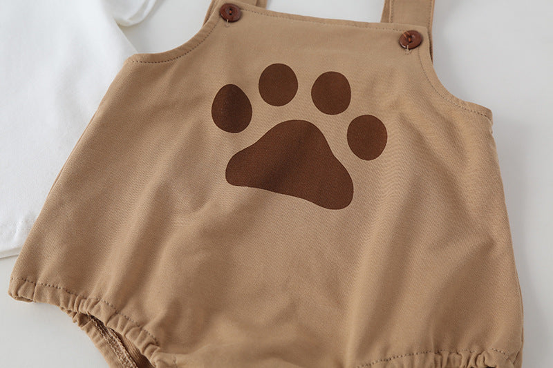 Baby Kids Puppy Print Pattern Short Sleeves With Straps Onesies In Set With Hat Of Puppy Shape, MyKids-USA®, Baby & Toddler Outerwear, MyKids-USA - - - - - - -
