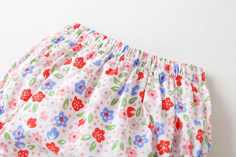Baby Girls Floral Print Pattern With Bow Tie Design Round Collar Sleeveless Princess Newborn Onesies Dress, MyKids-USA®, Baby & Toddler Outerwear, MyKids-USA - - - - - - -