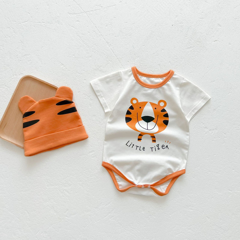 Baby Girl Cartoon Animal Print Round Collar Short-Sleeved Onesies, MyKids-USA®, Baby & Toddler Outerwear, MyKids-USA - - - - - - -