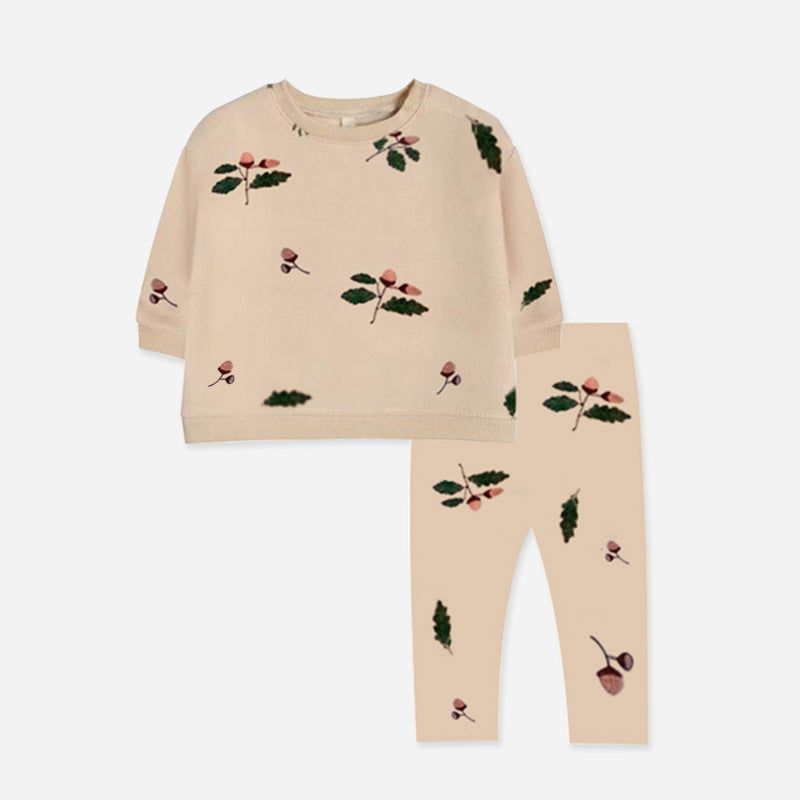Baby 1pcs Print Pattern Tops Combo Trousers Underwear Cotton 2 Pieces Sets, MyKids-USA®, Baby & Toddler Outfits, MyKids-USA - Size/Age - 73 (6-9M) - Color - Coffee - - - JM2207032016-C