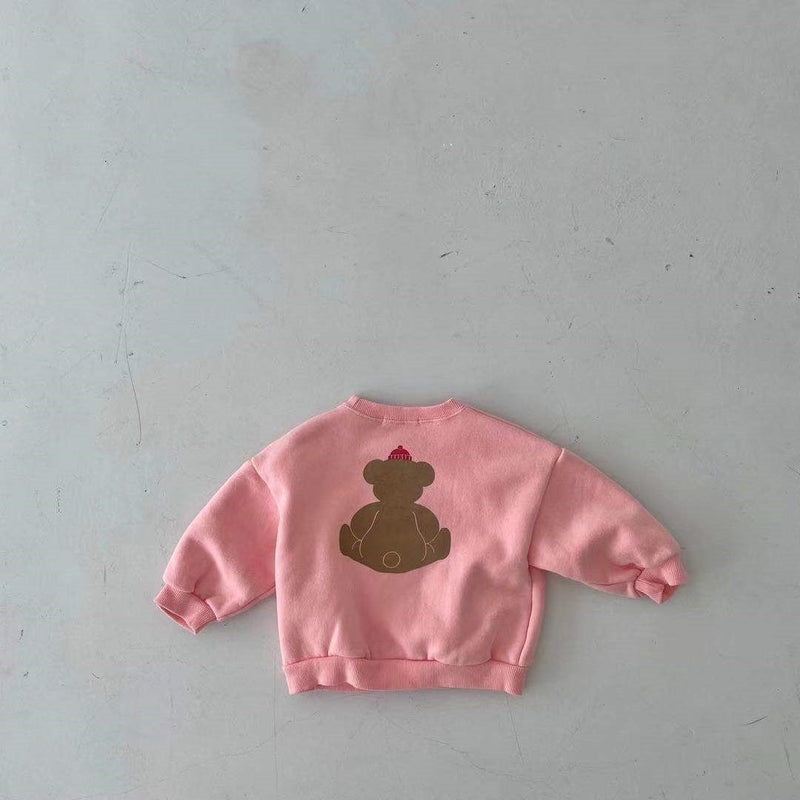 Baby Cartoon Bear Graphic Long Sleeves Cotton Casual Hoodies, MyKids-USA®, Baby & Toddler Outerwear, MyKids-USA - - - - - - -