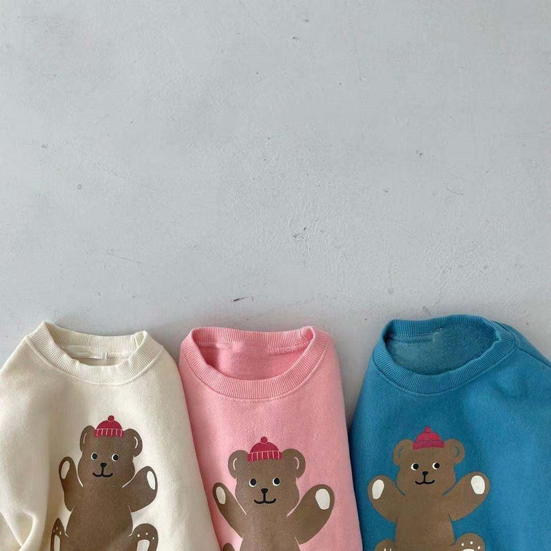 Baby Cartoon Bear Graphic Long Sleeves Cotton Casual Hoodies, MyKids-USA®, Baby & Toddler Outerwear, MyKids-USA - - - - - - -