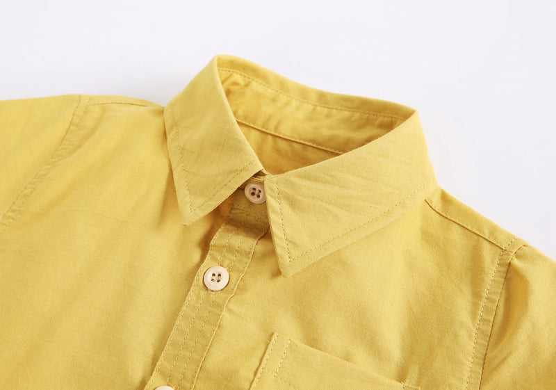 Baby Boy Solid Color Buttoned Shirt With Pockets Short Sleeve Onesies Online In Summer, MyKids-USA®, Baby One-Pieces, MyKids-USA - - - - - - -