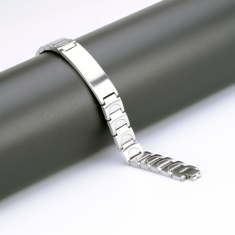 Energy-enhancing silver color bracelet with magnets and negative ions