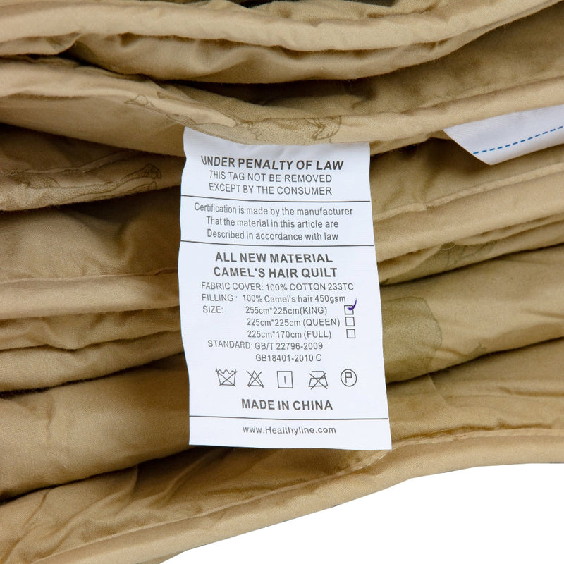 Stay warm and cozy with our camel hair winter comforter in 100% cotton shell