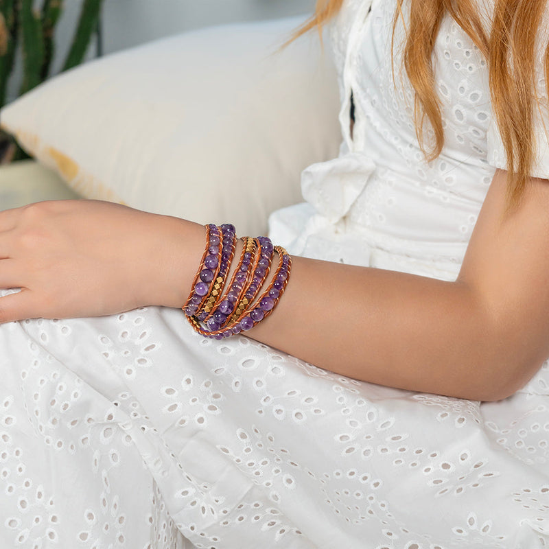 Tranquil Harmony Amethyst Bracelet with carefully selected healing nature beads