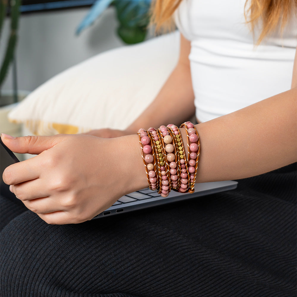 Rosy Serenity Rhodochrosite Bracelet with elegant healing gemstones symbolizing love