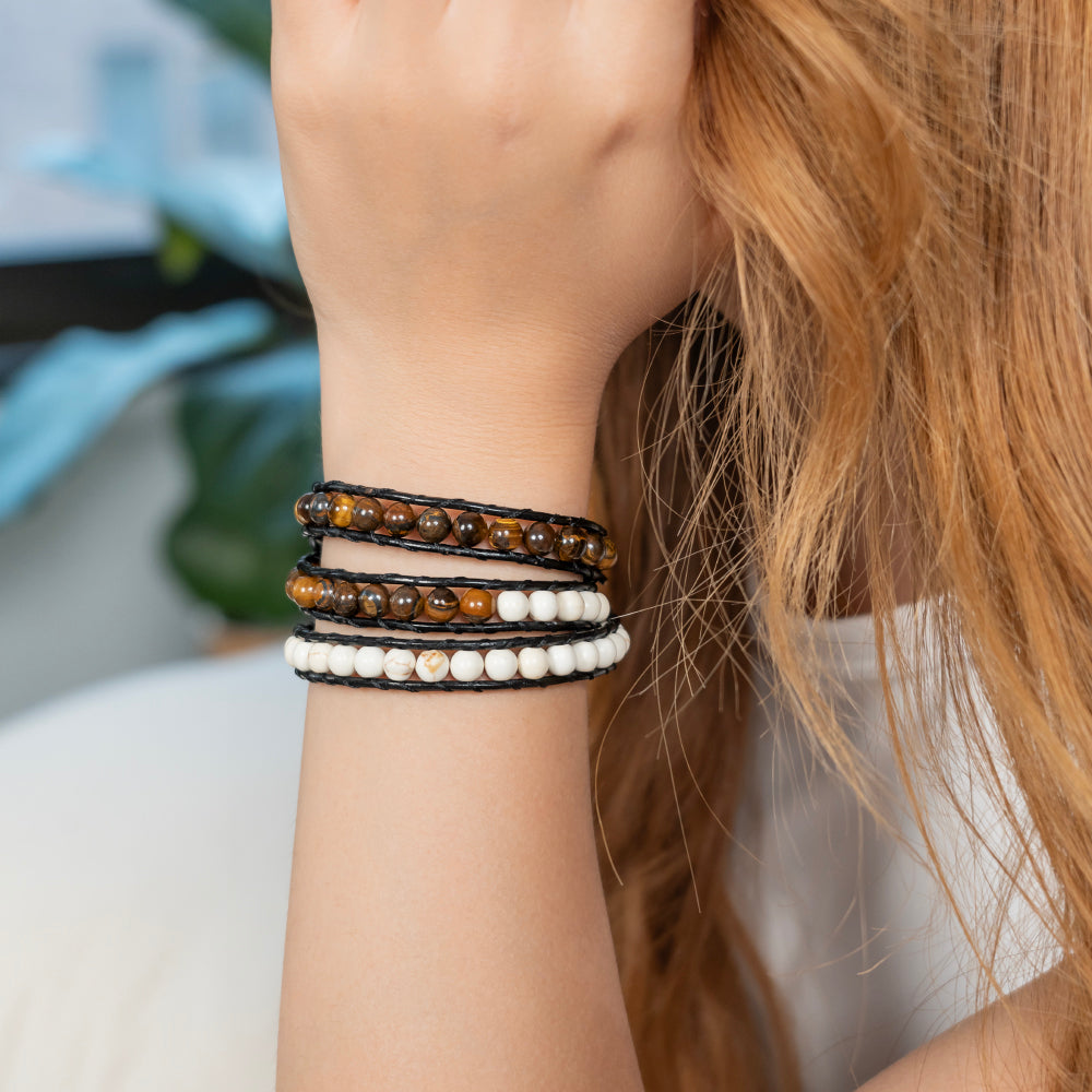 Harmony Fusion White Turquoise & Tiger's Eye Bracelet on model