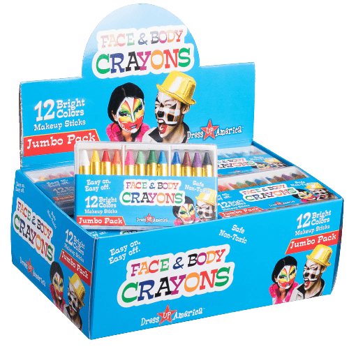 12 Non-Toxic Face Painting Crayons – Full Case Dress Up America