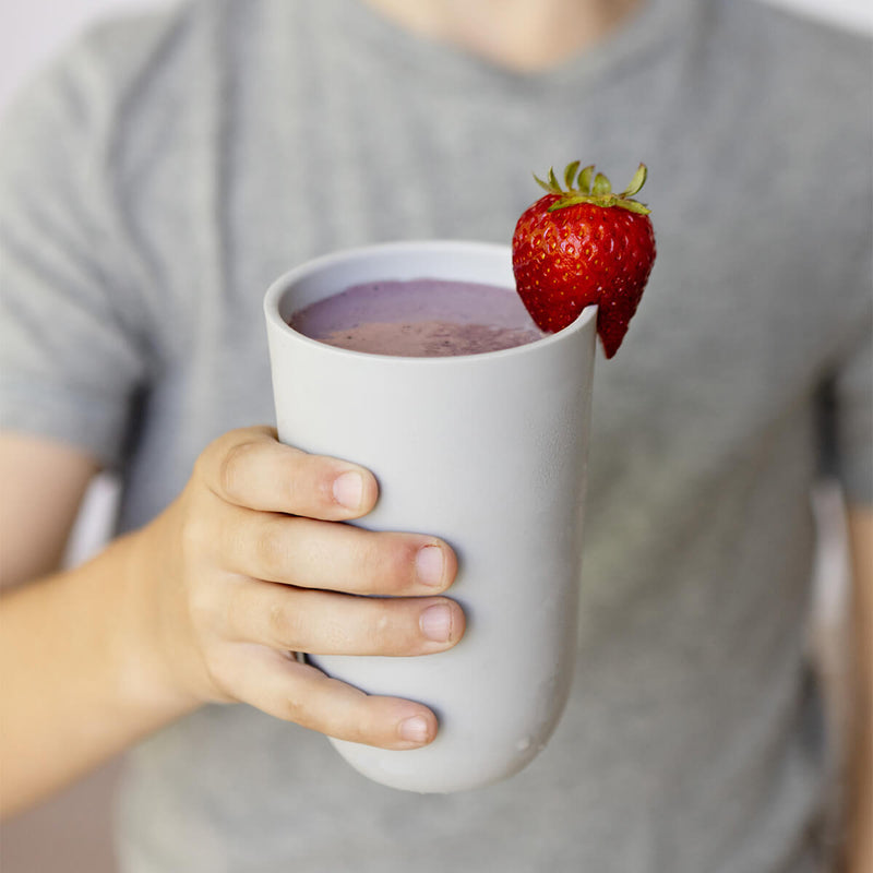 ezpz Cup and Silicone Lid in Pewter / Basics Line for Big Kids #color_pewter / 14oz Cup + Soft Lid Silicone – Grown-Up Style, Kid-Approved by ezpz