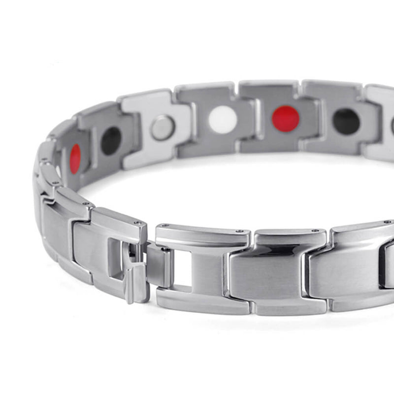 Four-in-one stainless steel magnetic and energy bracelet in four color options, model B001M