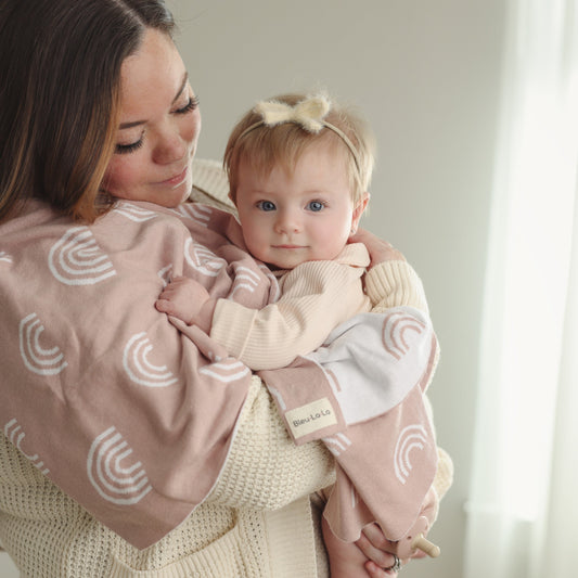 Rainbow Knit Swaddle Blanket – Soft, Cozy & Joyful by Bleu La La