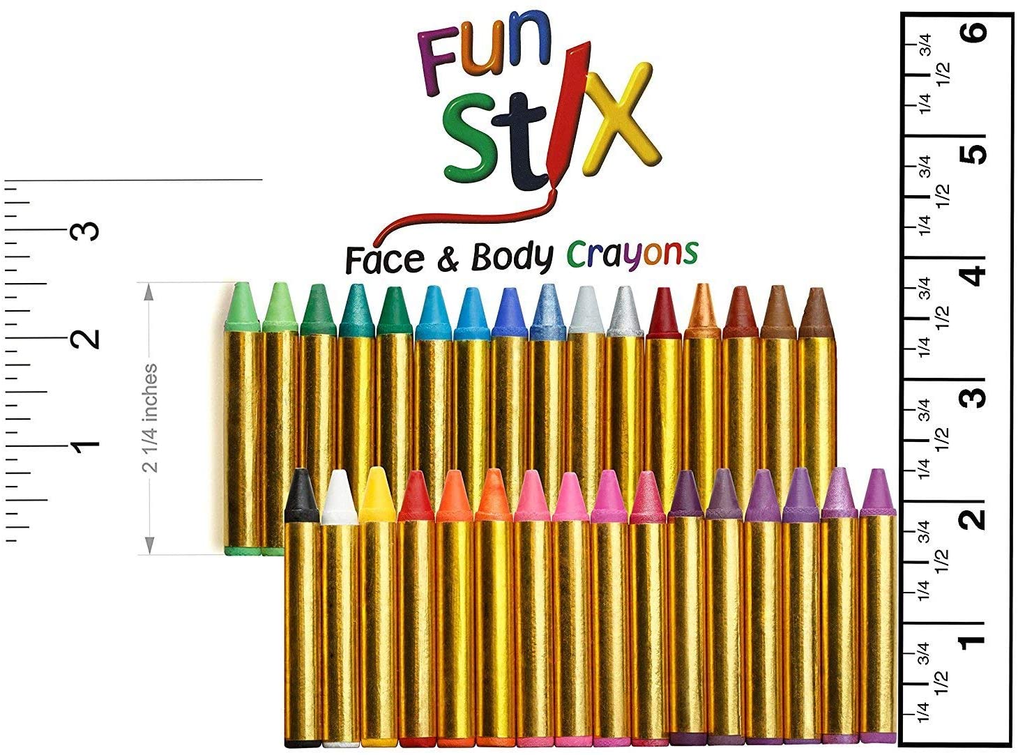 32-Color Non-Toxic Face Paint Crayon Kit Dress Up America