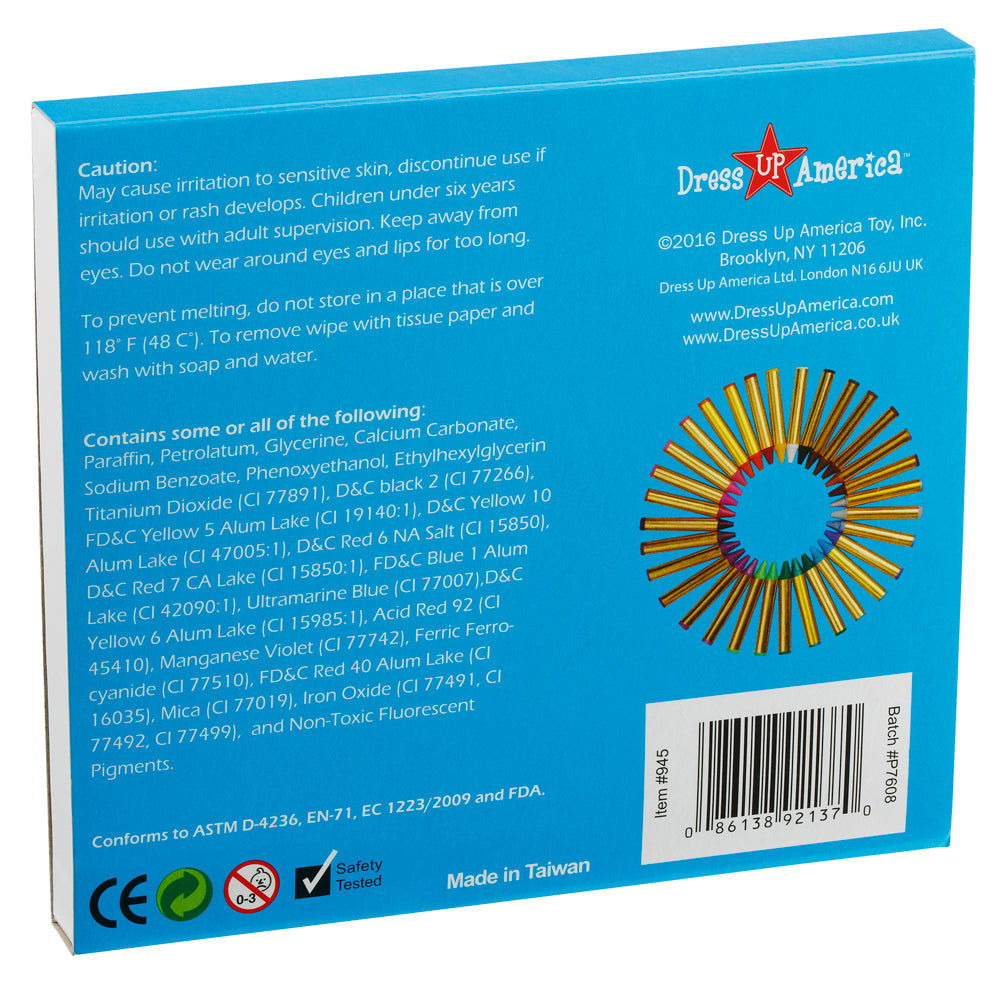 32-Color Non-Toxic Face Paint Crayon Kit Dress Up America