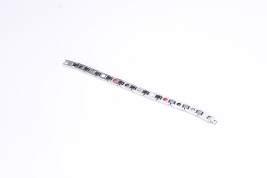 Silver and black 4-in-1 energy bracelet with magnetic power