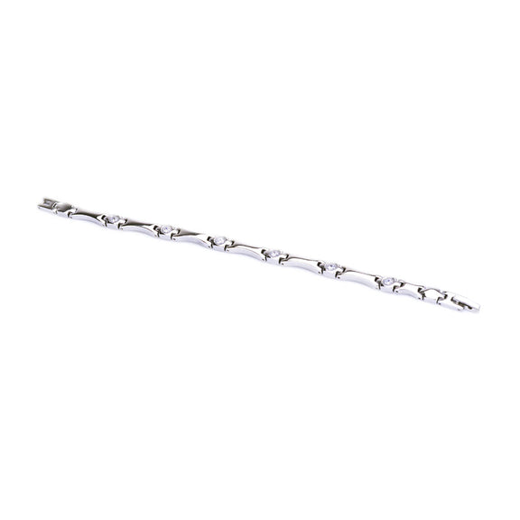 Stainless Steel Energy Bracelet 4-in-1 with Crystals Silver color Model SY385BZ