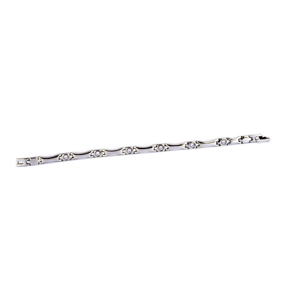 Stainless Steel Energy Bracelet 4-in-1 with Crystals Silver color Model SY385BZ