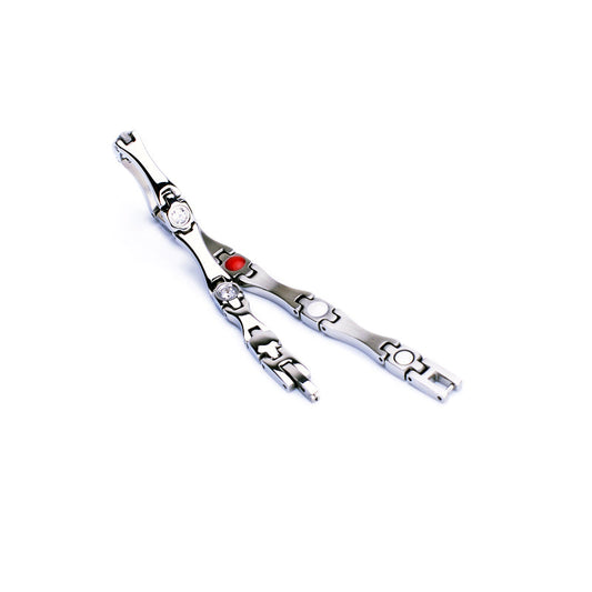 Stainless Steel Energy Bracelet 4-in-1 with Crystals Silver color Model SY385BZ