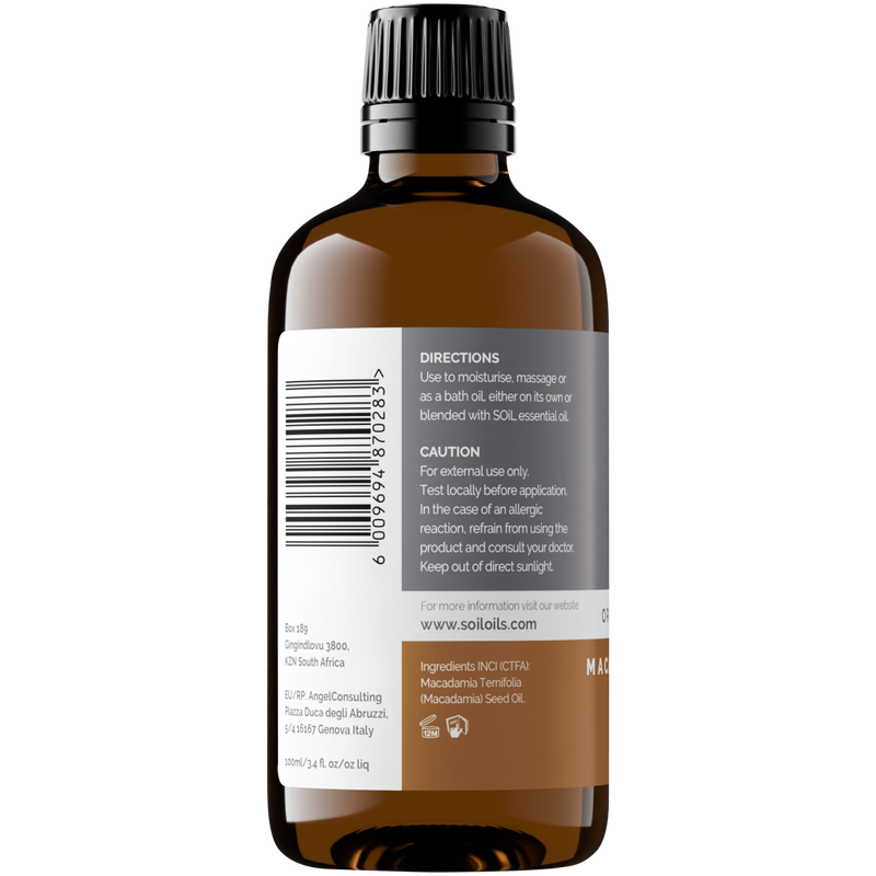 Organic Macadamia Nut Oil (Macadamia integrifolia) – 100ml