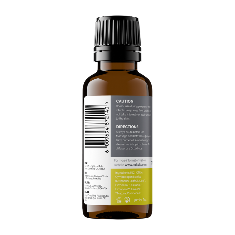 Organic Citronella Essential Oil (Cymbopogon Nardus) – 30ml
