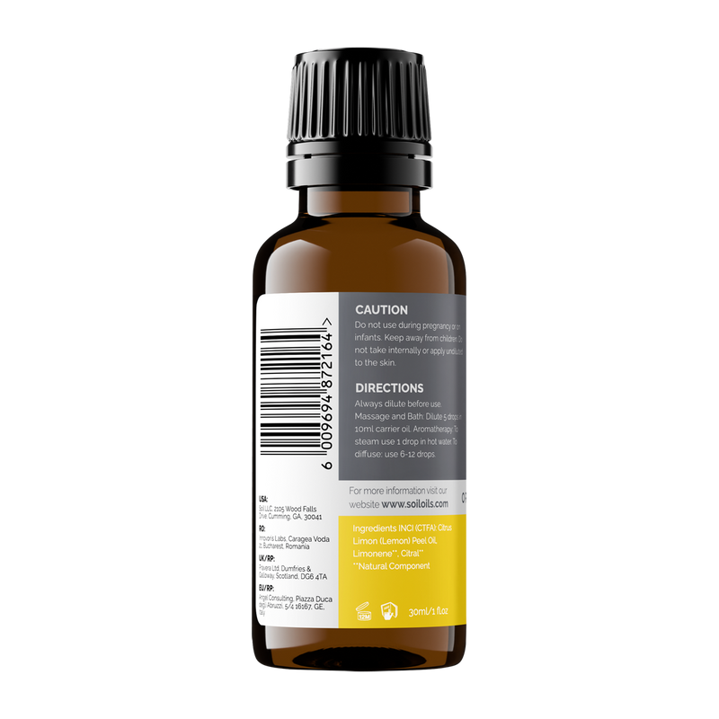 Organic Lemon Essential Oil (Citrus limon) – 30ml