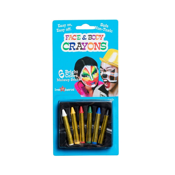 6 Washable Face Painting Crayons – Blister Pack Dress Up America
