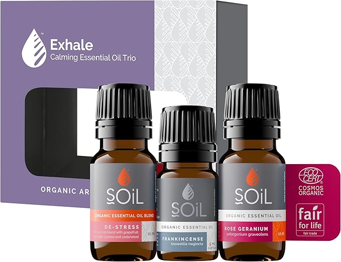 Exhale Organic Essential Oil Trio – Aromatherapy Set