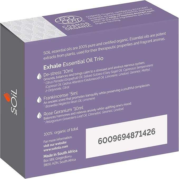 Exhale Organic Essential Oil Trio – Aromatherapy Set