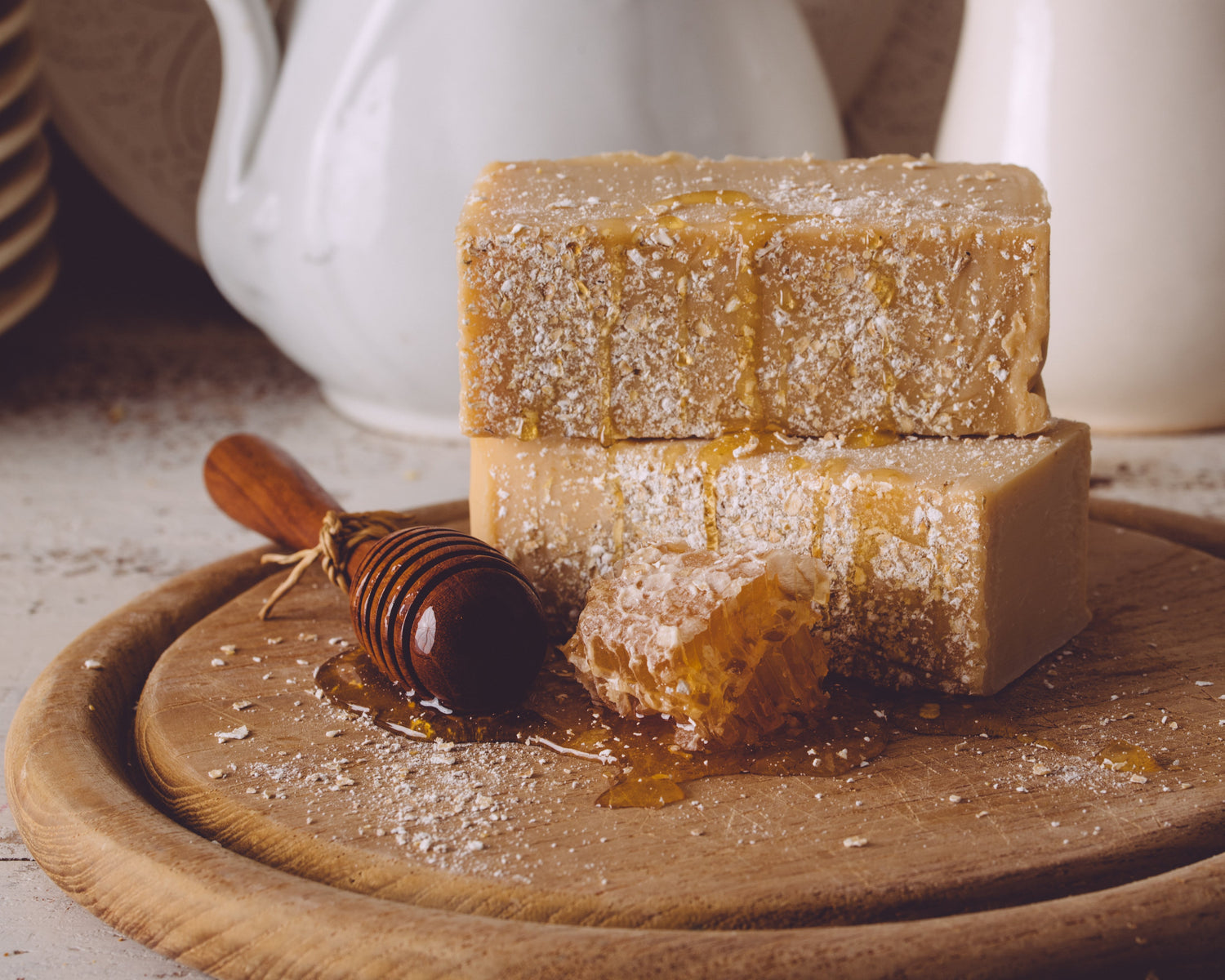 Oatmeal, Milk and HoneOrganic Handmade Soap. Alwasy made from scratch. This handmade organic soap will last 8-10 weeks in the shower. We also offer handmade organic soap wholesale as well