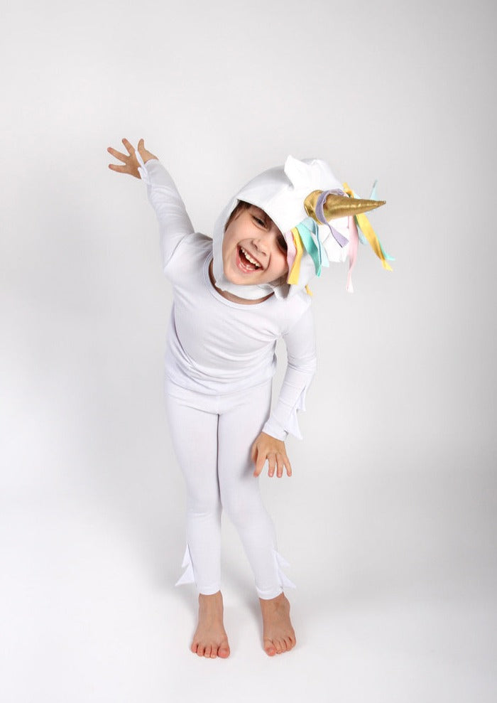 White and Pastel Rainbow Unicorn Pajama Costume – Baby / Kids’ Dress Up & Pretend Play