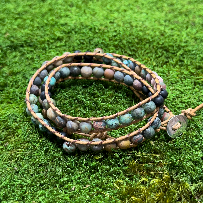 Vibrant Harmony Mixed Gemstone Bracelet featuring African Turquoise, Red Turquoise, Zinc Alloy, and Onyx beads