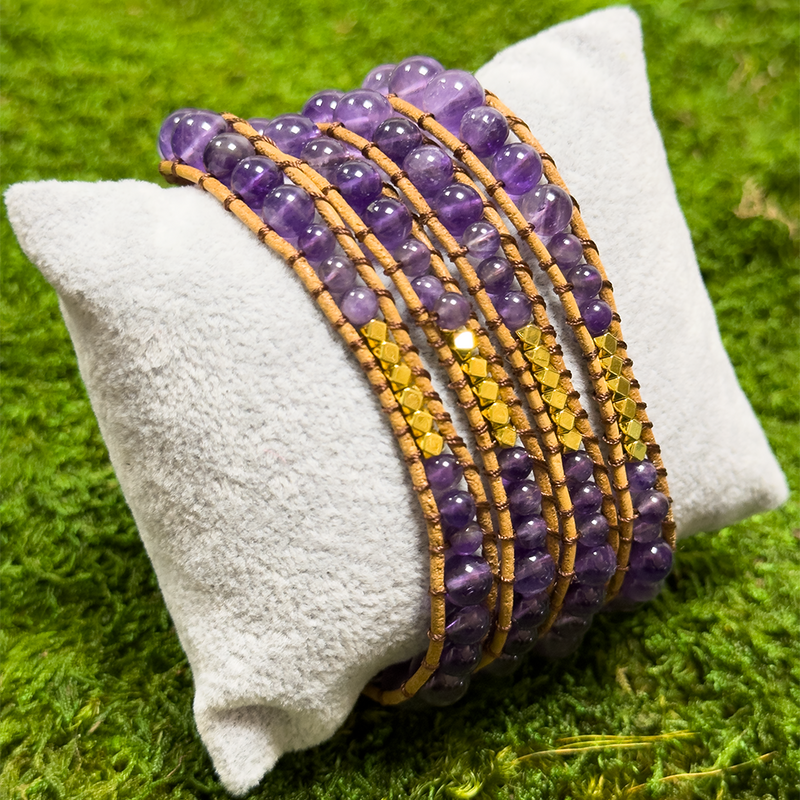 Serenity-inducing Amethyst Bracelet with carefully selected healing nature beads