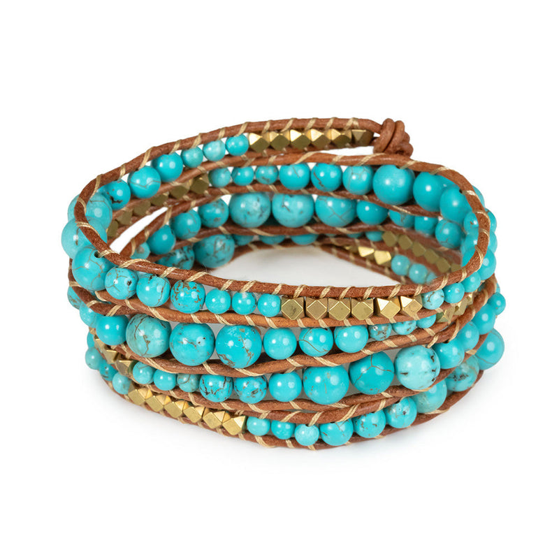 Close-up of Ocean Breeze Blue Turquoise Bracelet with intricate silver details