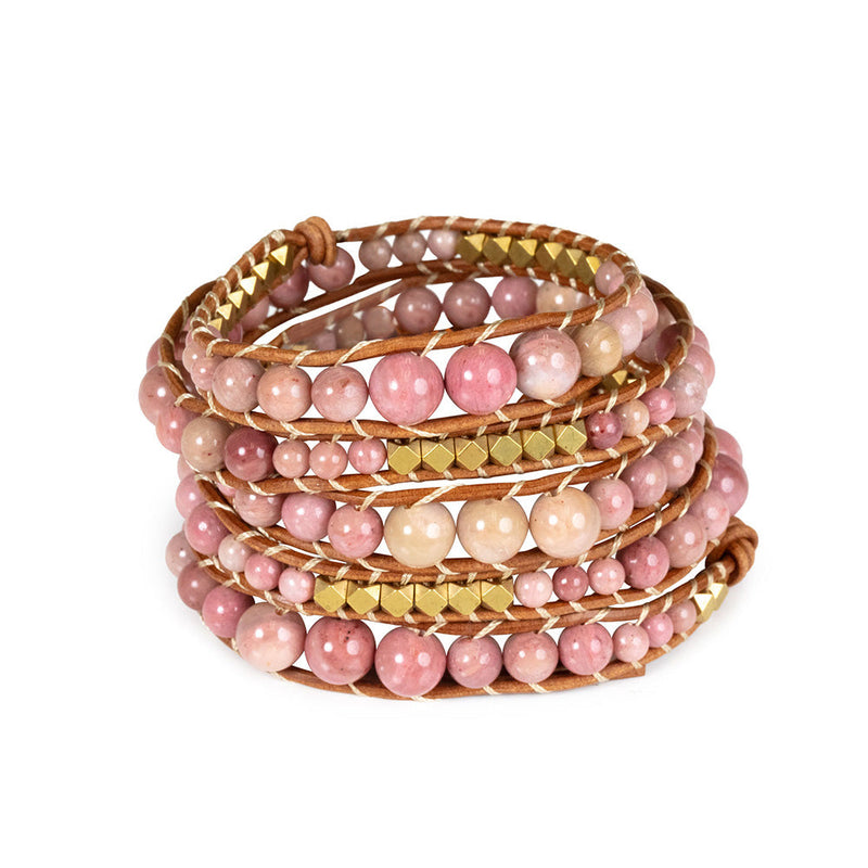 Soft, rosy hues of rhodochrosite gemstones symbolize love and compassion