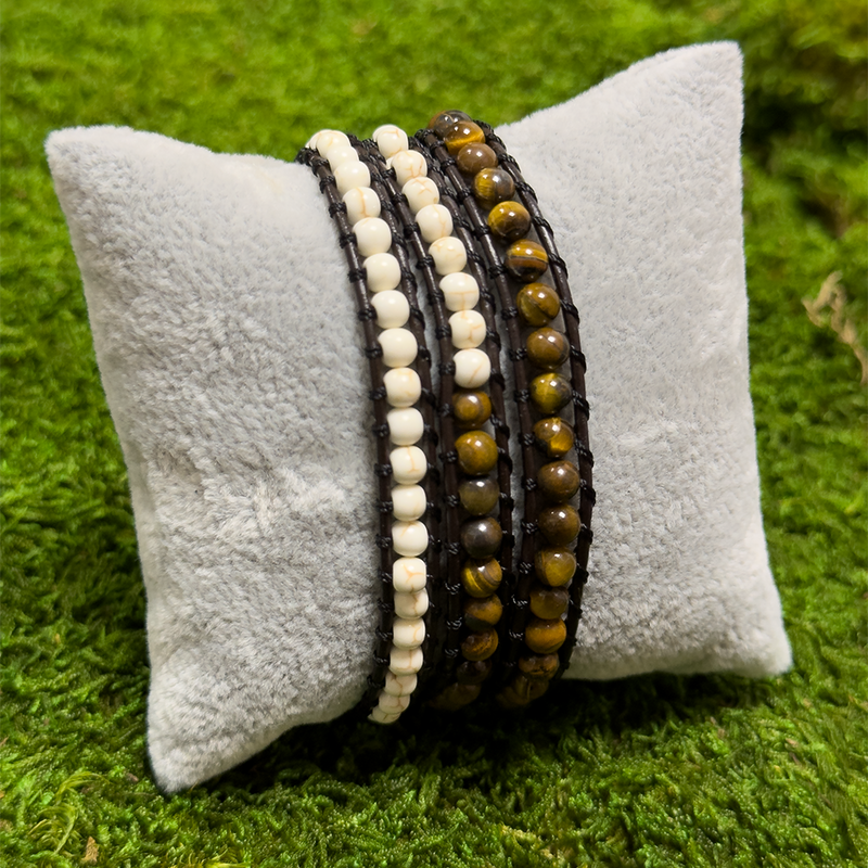 White Turquoise & Tiger's Eye Bracelet with natural stones