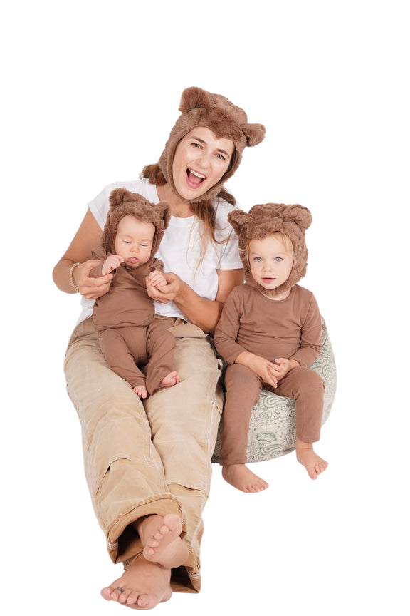 bear costume, baby bear costume, bear family costume, kids teddy bear costume, mama bear, papa bear, baby bear, Halloween costume, teddy bear pajamas, Adult Bear Hat – Cozy Animal Costume Accessory Band of the Wild