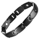 Stainless steel magnetic bracelet with black color, model B042MB, on a woman's wrist