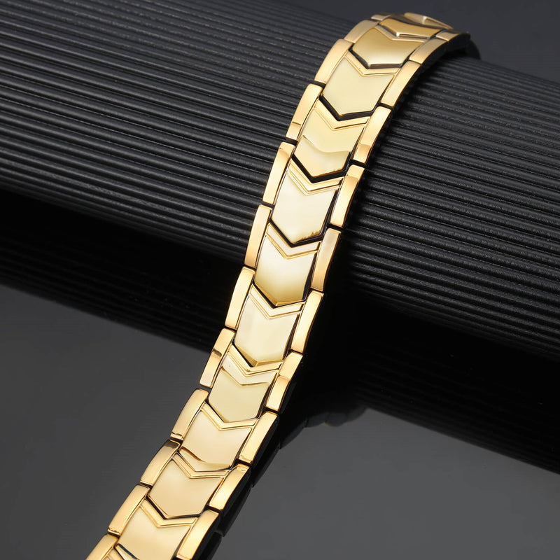  Stainless Steel Magnetic Bracelet Gold Color Model B176 A stylish and functional power bracelet for women Contains magnets and negative ions 