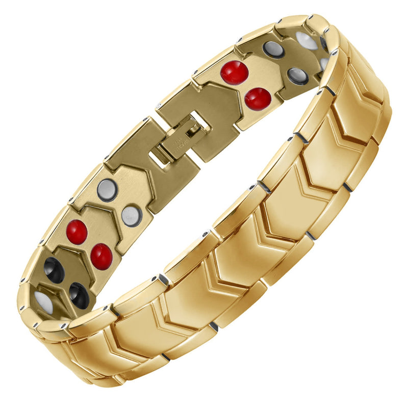 Stainless Steel Magnetic Bracelet Gold Color Model B176 Attractive and energy-enhancing for ladies Features magnets and negative ions 