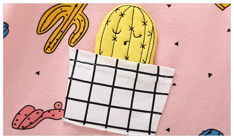 Baby Cactus & Dot Pattern Long Sleeves O-Neck Cotton Jumpsuit, MyKids-USA®, Baby & Toddler Sleepwear, MyKids-USA -  -  -  -  -  -  - 