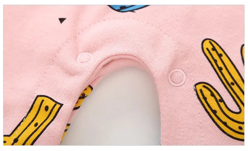 Baby Cactus & Dot Pattern Long Sleeves O-Neck Cotton Jumpsuit, MyKids-USA®, Baby & Toddler Sleepwear, MyKids-USA -  -  -  -  -  -  - 
