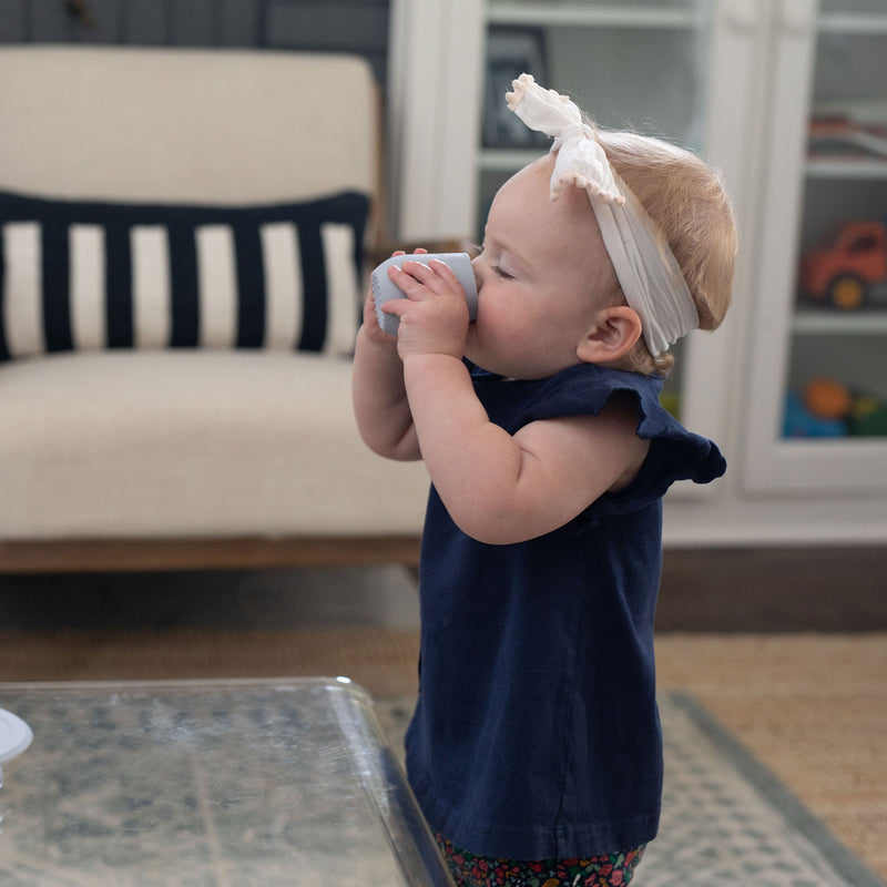 The Tiny Cup in Pewter by ezpz / Open-Top, Silicone Drinking Cup for Babies #color_pewter