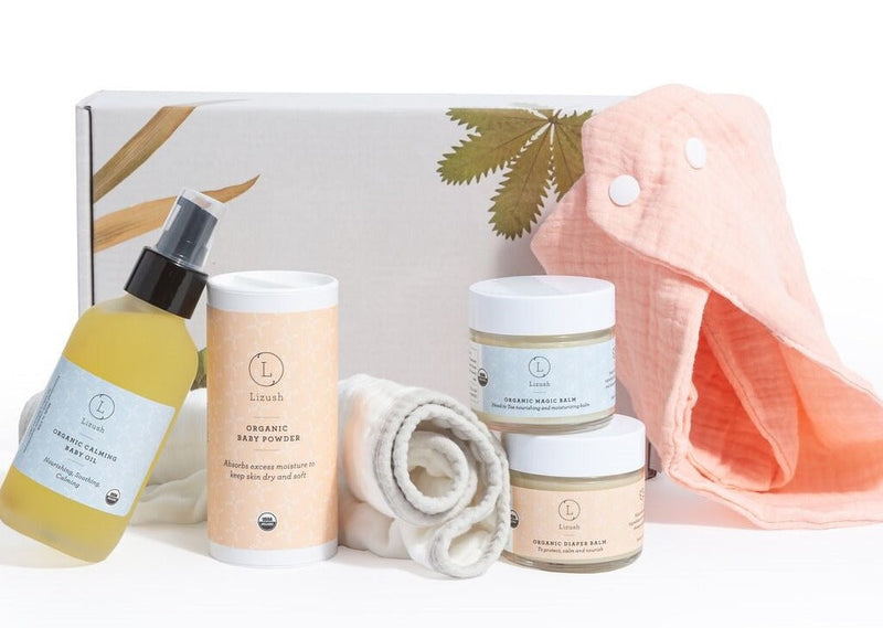 new baby born gift with ORGANIC gift box filled with rich organic products.