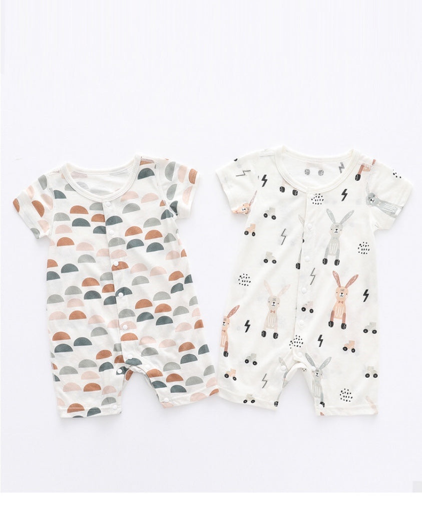 Baby 1pcs Rabbit Graphic Single Breasted Design Simply Jumpsuit Pajamas, MyKids-USA®, Baby One-Pieces, MyKids-USA / Baby 1pc Rabbit Graphic Single Breasted Design Simply Jumpsuit Pajamas MyKids USA