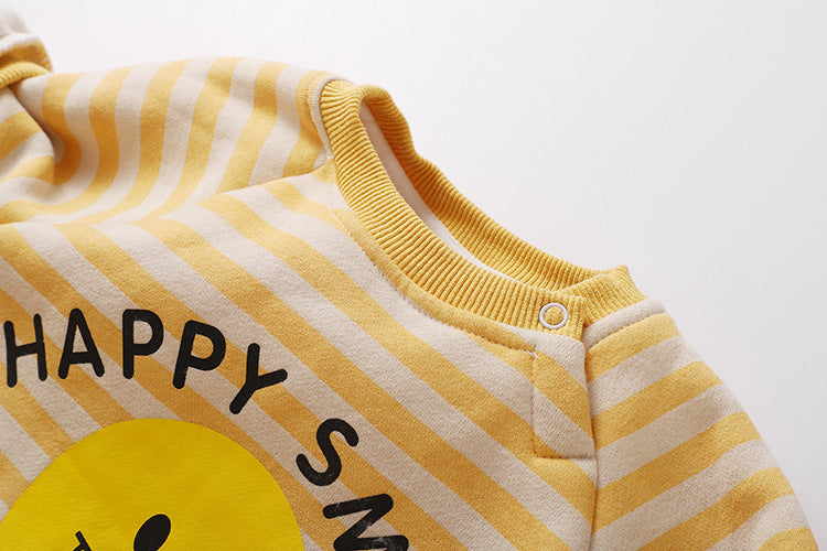 Baby 1pcs Striped & Dot Pattern Long Sleeved Romper Jumpsuit, MyKids-USA®, Baby & Toddler Sleepwear, MyKids-USA / Baby 1pc Striped & Dot Pattern Long Sleeved Romper Jumpsuit MyKids USA