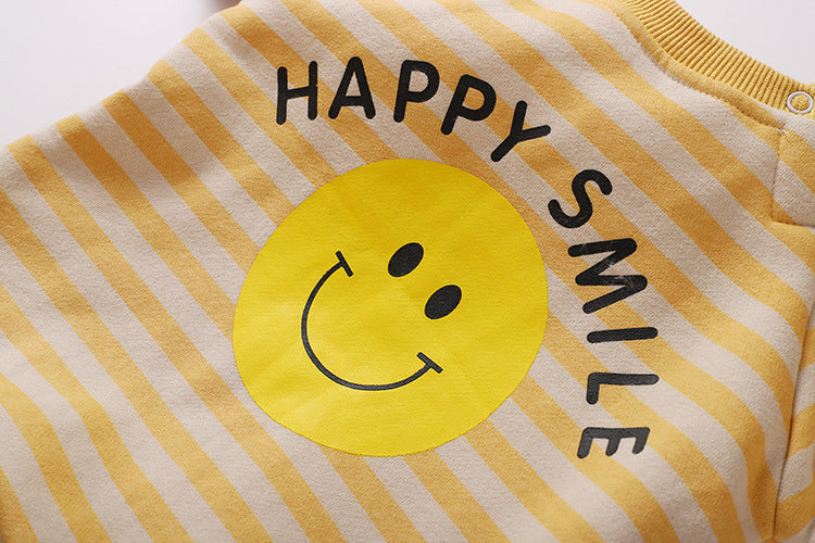 Baby 1pcs Striped & Dot Pattern Long Sleeved Romper Jumpsuit, MyKids-USA®, Baby & Toddler Sleepwear, MyKids-USA / Baby 1pc Striped & Dot Pattern Long Sleeved Romper Jumpsuit MyKids USA