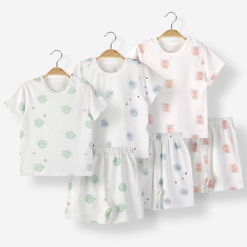 Baby Animal Print T-Shirt Combo 1-Pieces Solid Shorts Sets, MyKids-USA®, Baby & Toddler Sleepwear, MyKids-USA / Baby Animal Print T-Shirt Combo 1-Pieces Solid Shorts Sets MyKids USA