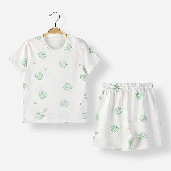 Baby Animal Print T-Shirt Combo 1-Pieces Solid Shorts Sets, MyKids-USA®, Baby & Toddler Sleepwear, MyKids-USA - Size/Age - 73 (6-9M) - Color - Green / Baby Animal Print T-Shirt Combo 1-Pieces Solid Shorts Sets MyKids USA