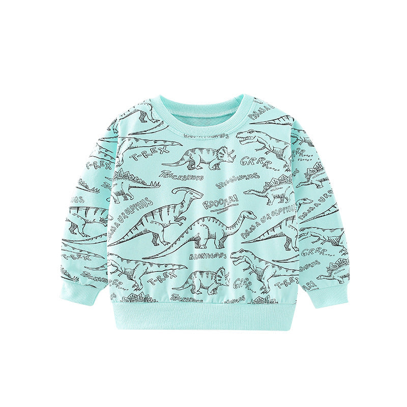 Baby Boy All Over Dinosaur Print Pattern Long Sleeve Casual Hoodie, MyKids-USA®, Baby & Toddler Outerwear, MyKids-USA / Baby Boy All Over Dinosaur Print Pattern Long Sleeve Casual Hoodie MyKids USA
